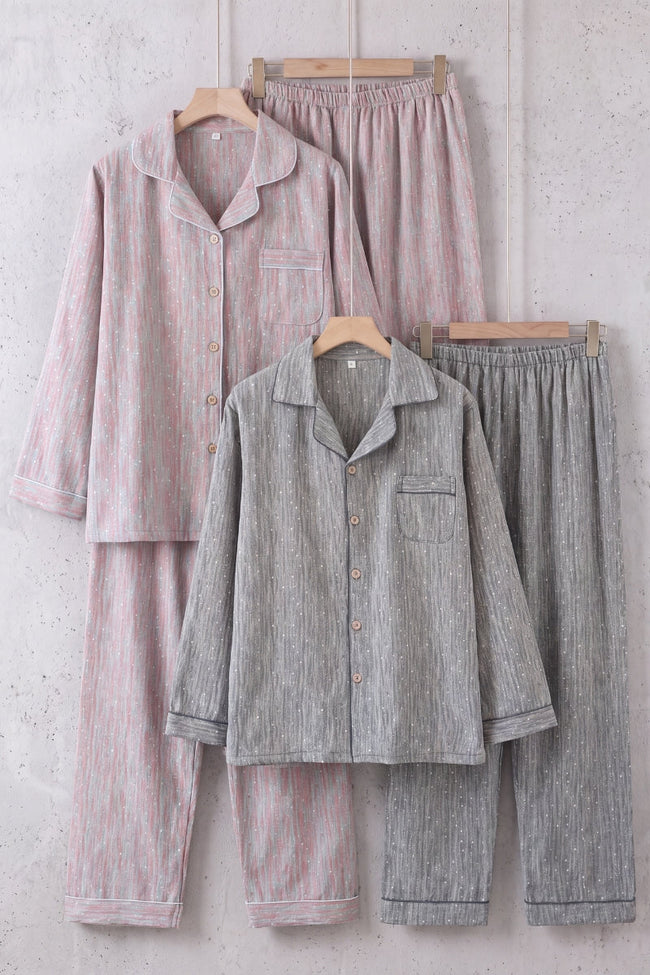 Schlafanzug Damen & Herren Partnerlook, abgestimmter Schlafanzug für Damen und Herren in 01 und 01, weich und warm für gemütliche Nächte zu zweit