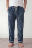 Schlafhose Flausch Denim Herren, weicher Gummibund, Pyjamahose für Herren zum Einkuscheln, Vorderansicht