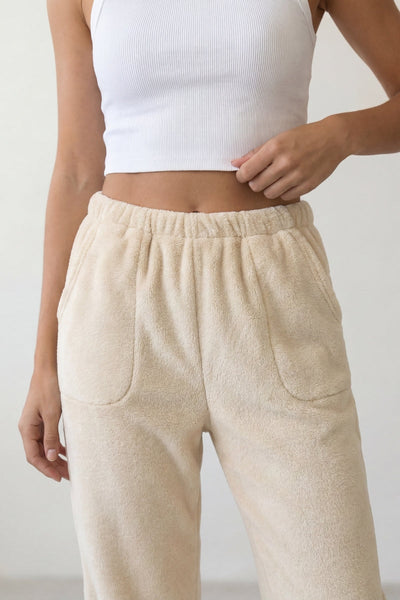 Schlafhose Fleece Ecru