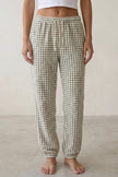 Schlafhose Fleece Vichy-Karo, weicher Gummibund, Pyjamahose für Damen zum Einkuscheln, Vorderansicht