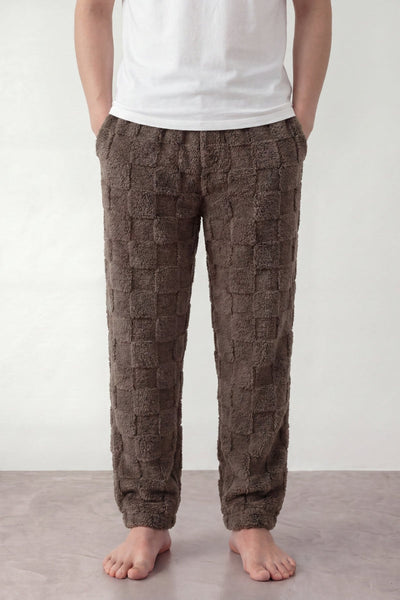 Schlafhose Kuschelfleece Braun Herren