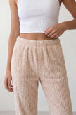 Schlafhose Kuschelfleece Rosé, weicher Gummibund, Pyjamahose für Damen zum Einkuscheln, Vorderansicht