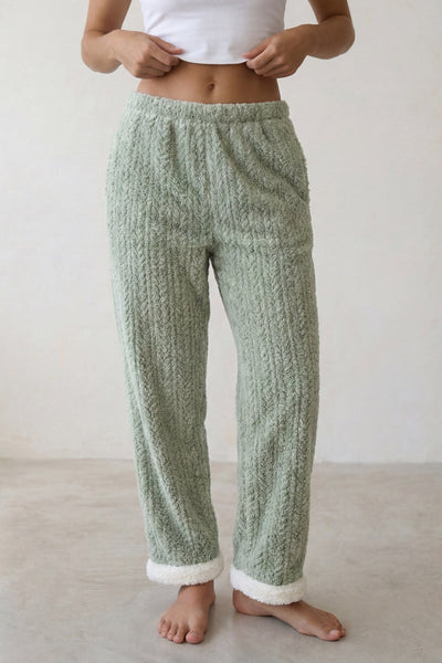 Schlafhose Kuschelfleece Salbeigrün