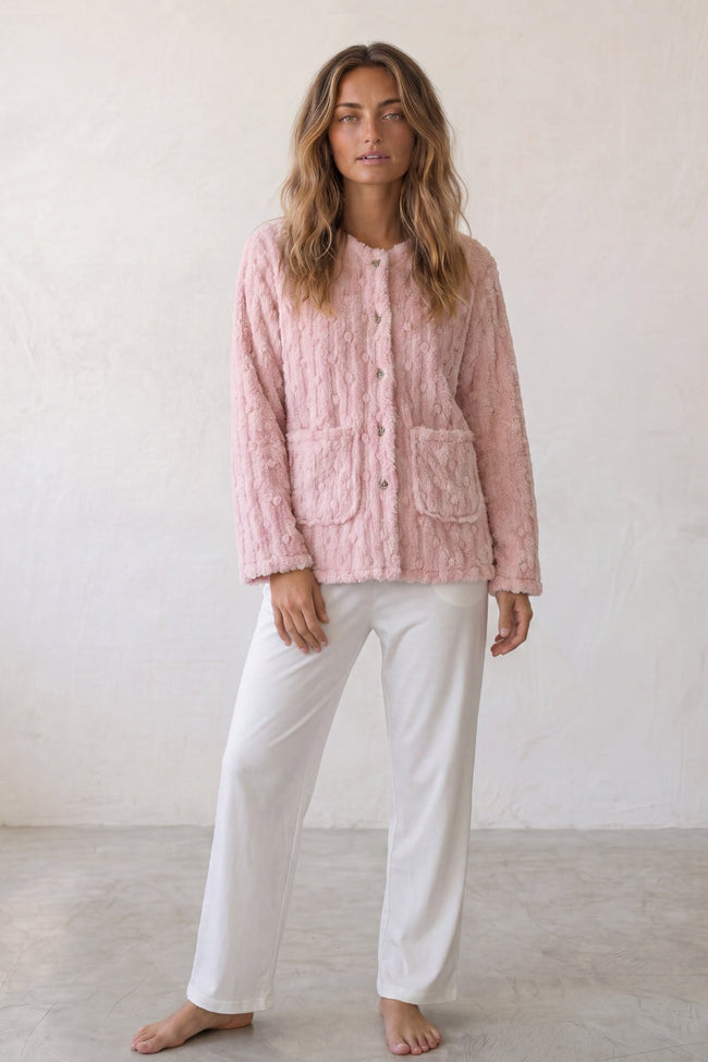 Fleecejacke Rosa, Fleecejacke in Rosa für Damen, weich und warm für gemütliche Stunden zu Hause