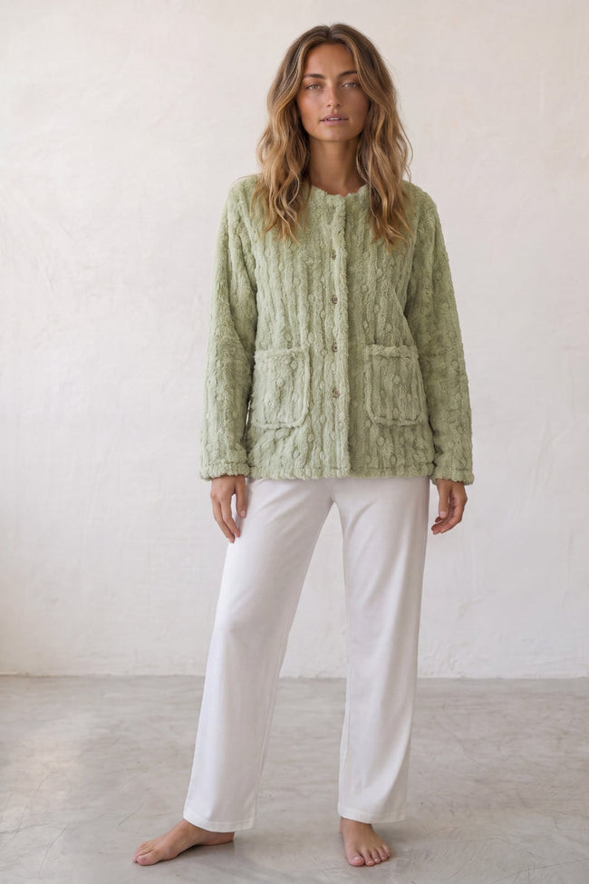 Fleecejacke Grün, Fleecejacke in Grün für Damen, weich und warm für gemütliche Stunden zu Hause
